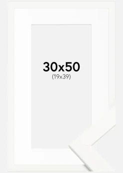 Ramme Trendline Hvid 30x50 cm - Passepartout Hvid 20x40 cm