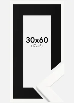 Ramme Trendline Hvid 30x60 cm - Passepartout Sort 18x46 cm