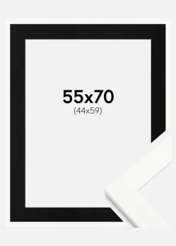 Ramme Trendline Hvid 55x70 cm - Passepartout Sort 45x60 cm