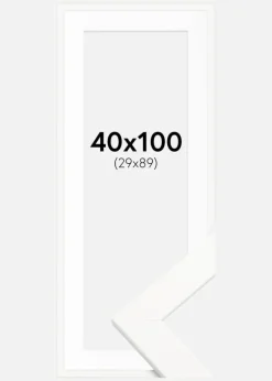 Ramme Trendline Hvid 40x100 cm - Passepartout Hvid 30x90 cm