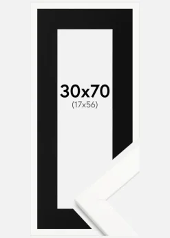 Ramme Trendline Hvid 30x70 cm - Passepartout Sort 18x57 cm