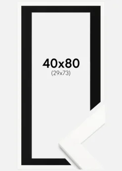 Ramme Trendline Hvid 40x80 cm - Passepartout Sort 30x74 cm