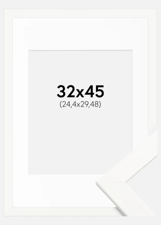 Ramme Trendline Hvid 32x45 cm - Passepartout Hvid 10x12 inches