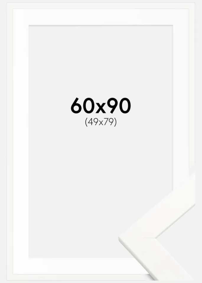 Ramme Trendline Hvid 60x90 cm - Passepartout Hvid 50x80 cm
