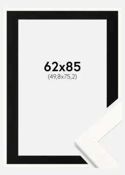 Ramme Trendline Hvid 62x85 cm - Passepartout Sort 20x30 inches