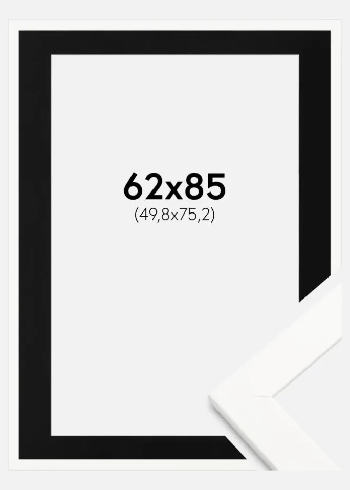 Ramme Trendline Hvid 62x85 cm - Passepartout Sort 20x30 inches