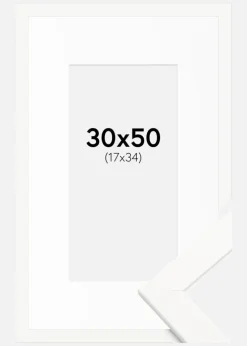 Ramme Trendline Hvid 30x50 cm - Passepartout Hvid 18x35 cm
