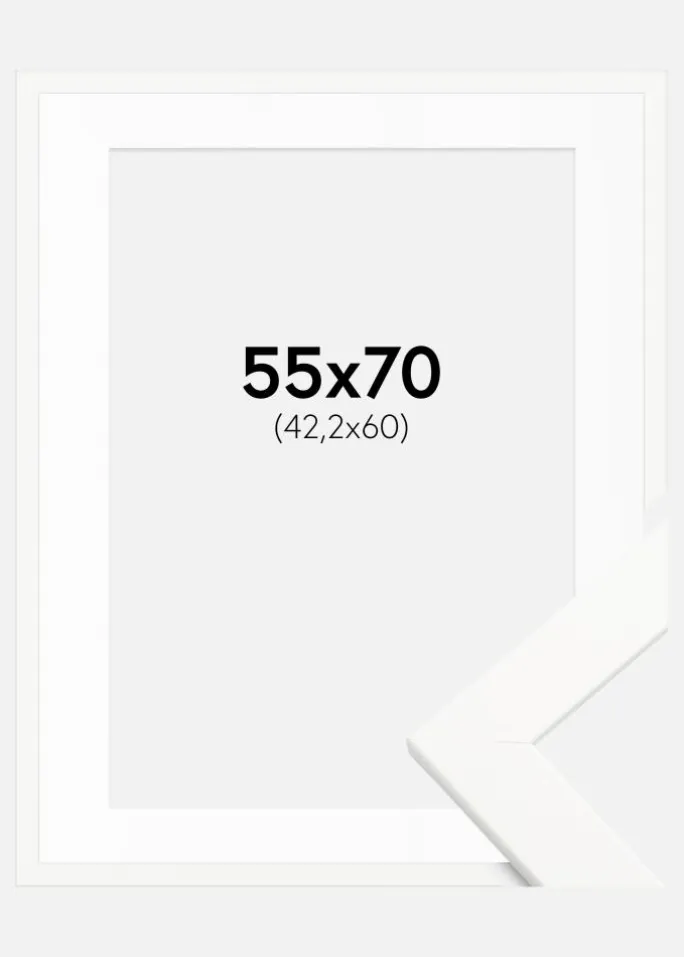 Ramme Trendline Hvid 55x70 cm - Passepartout Hvid 43,2x61 cm (A2+)