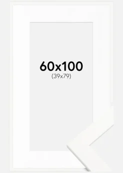 Ramme Trendline Hvid 60x100 cm - Passepartout Hvid 40x80 cm