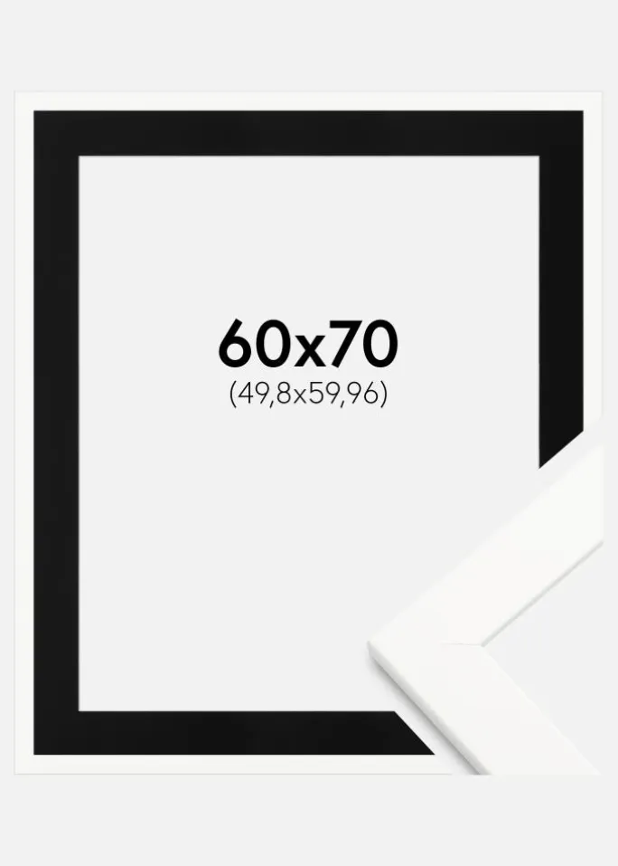 Ramme Trendline Hvid 60x70 cm - Passepartout Sort 20x24 inches