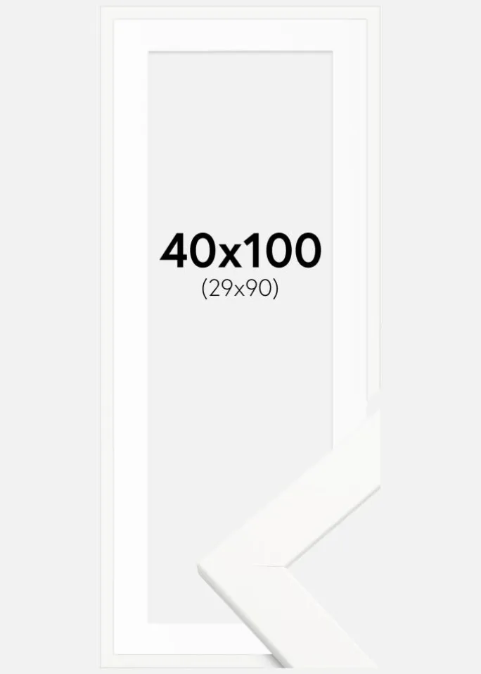 Ramme Trendline Hvid 40x100 cm - Passepartout Hvid 30x91 cm