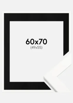 Ramme Trendline Hvid 60x70 cm - Passepartout Sort 50x56 cm