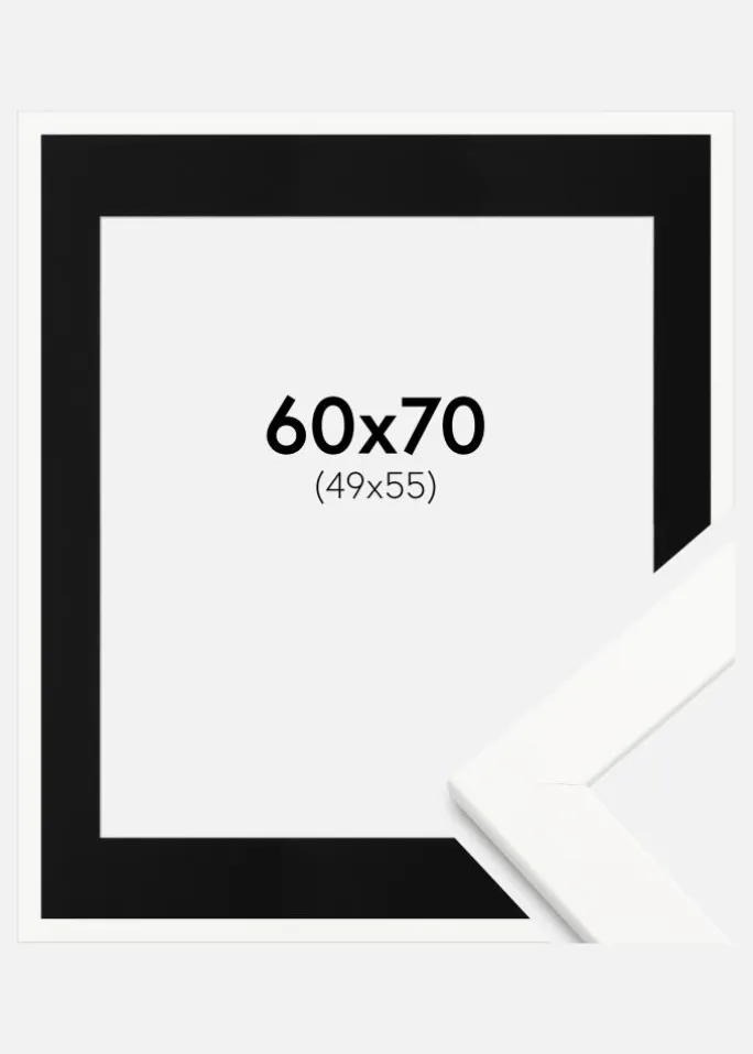 Ramme Trendline Hvid 60x70 cm - Passepartout Sort 50x56 cm