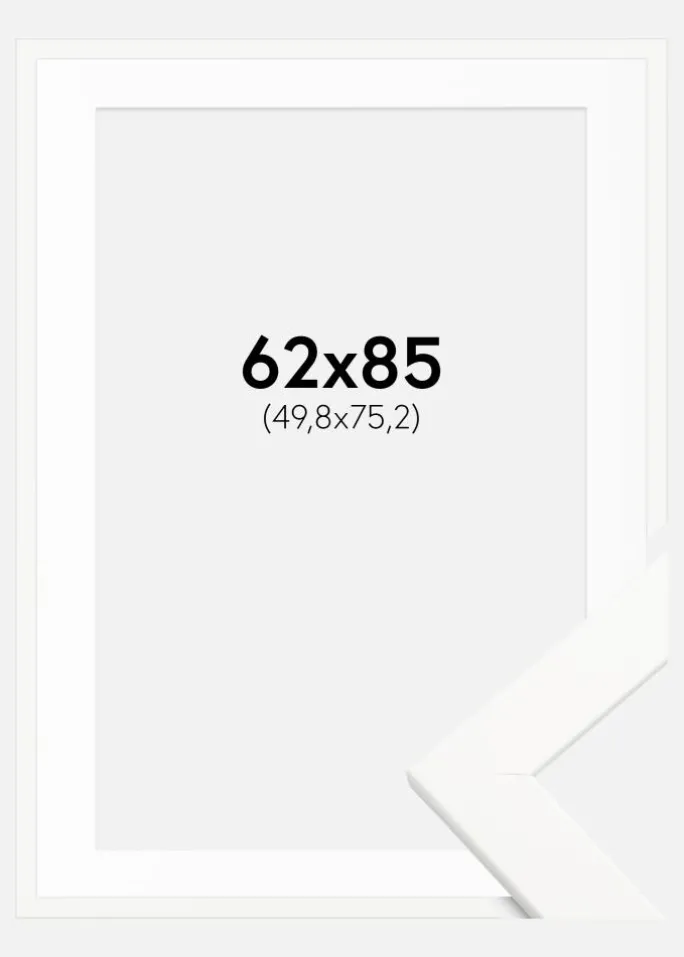 Ramme Trendline Hvid 62x85 cm - Passepartout Hvid 20x30 inches