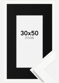 Ramme Trendline Hvid 30x50 cm - Passepartout Sort 18x35 cm