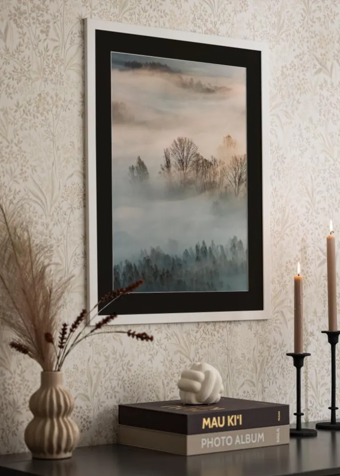 Ramme Trendline Hvid 30x50 cm - Passepartout Sort 18x35 cm