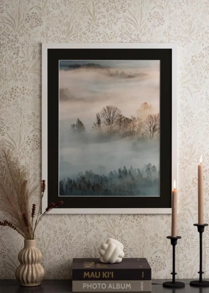 Ramme Trendline Hvid 30x50 cm - Passepartout Sort 18x35 cm