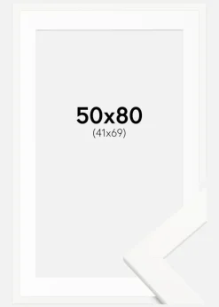 Ramme Trendline Hvid 50x80 cm - Passepartout Hvid 42x70 cm