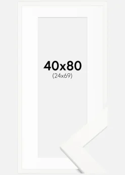 Ramme Trendline Hvid 40x80 cm - Passepartout Hvid 25x70 cm