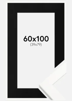 Ramme Trendline Hvid 60x100 cm - Passepartout Sort 40x80 cm