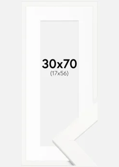 Ramme Trendline Hvid 30x70 cm - Passepartout Hvid 18x57 cm
