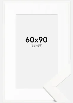 Ramme Trendline Hvid 60x90 cm - Passepartout Hvid 40x70 cm