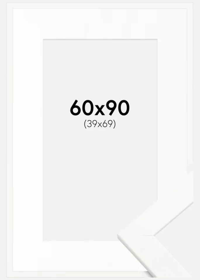 Ramme Trendline Hvid 60x90 cm - Passepartout Hvid 40x70 cm