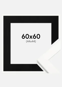 Ramme Trendline Hvid 60x60 cm - Passepartout Sort 45x45 cm