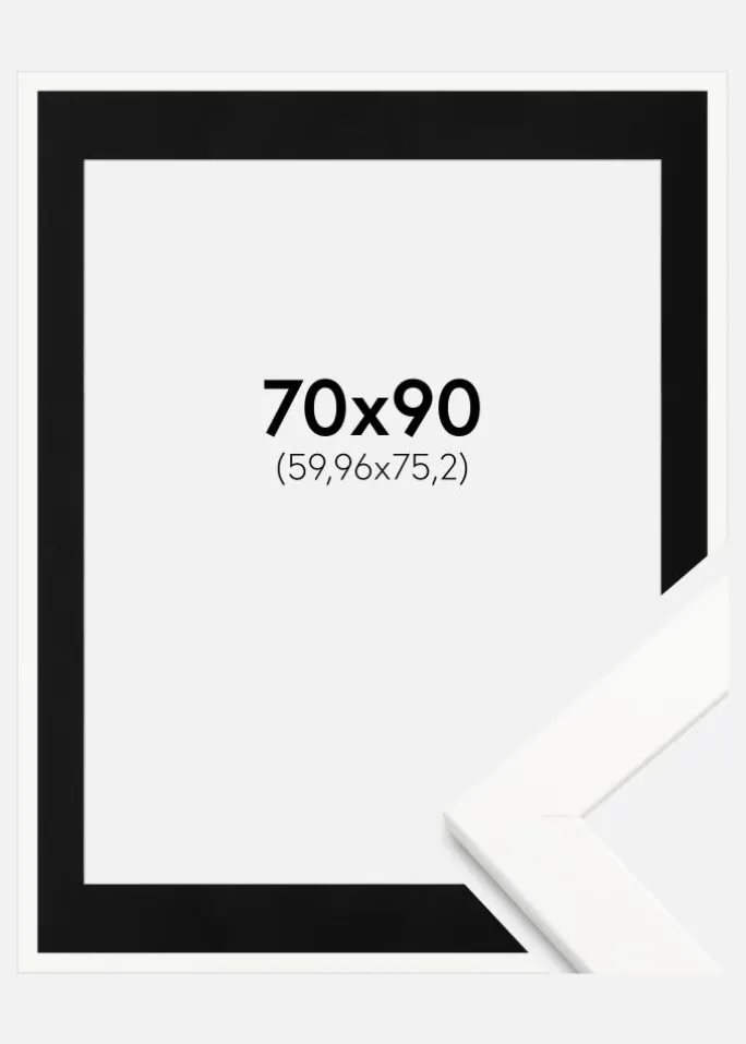 Ramme Trendline Hvid 70x90 cm - Passepartout Sort 24x30 inches
