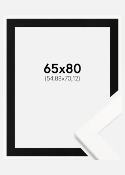 Ramme Trendline Hvid 65x80 cm - Passepartout Sort 22x28 inches