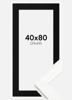 Ramme Trendline Hvid 40x80 cm - Passepartout Sort 30x70 cm