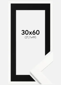 Ramme Trendline Hvid 30x60 cm - Passepartout Sort 22,7x50 cm