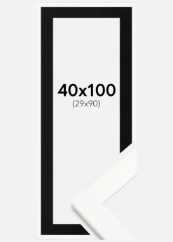 Ramme Trendline Hvid 40x100 cm - Passepartout Sort 30x91 cm