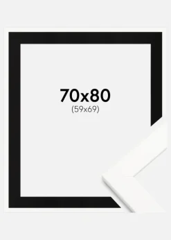 Ramme Trendline Hvid 70x80 cm - Passepartout Sort 60x70 cm