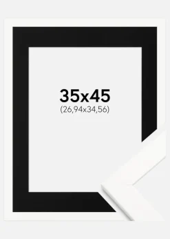 Ramme Trendline Hvid 35x45 cm - Passepartout Sort 11x14 inches