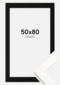 Ramme Trendline Hvid 50x80 cm - Passepartout Sort 42x70 cm