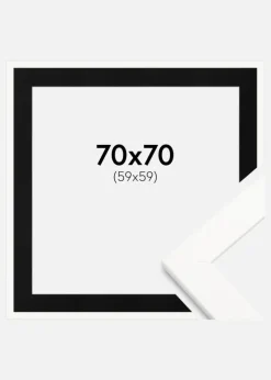 Ramme Trendline Hvid 70x70 cm - Passepartout Sort 60x60 cm