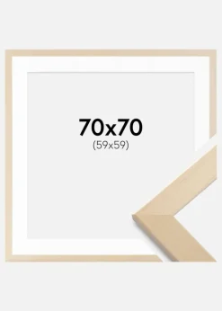 Ramme Trendline Natur 70x70 cm - Passepartout Hvid 60x60 cm