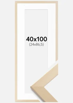 Ramme Trendline Natur 40x100 cm - Passepartout Hvid 25x87,5 cm