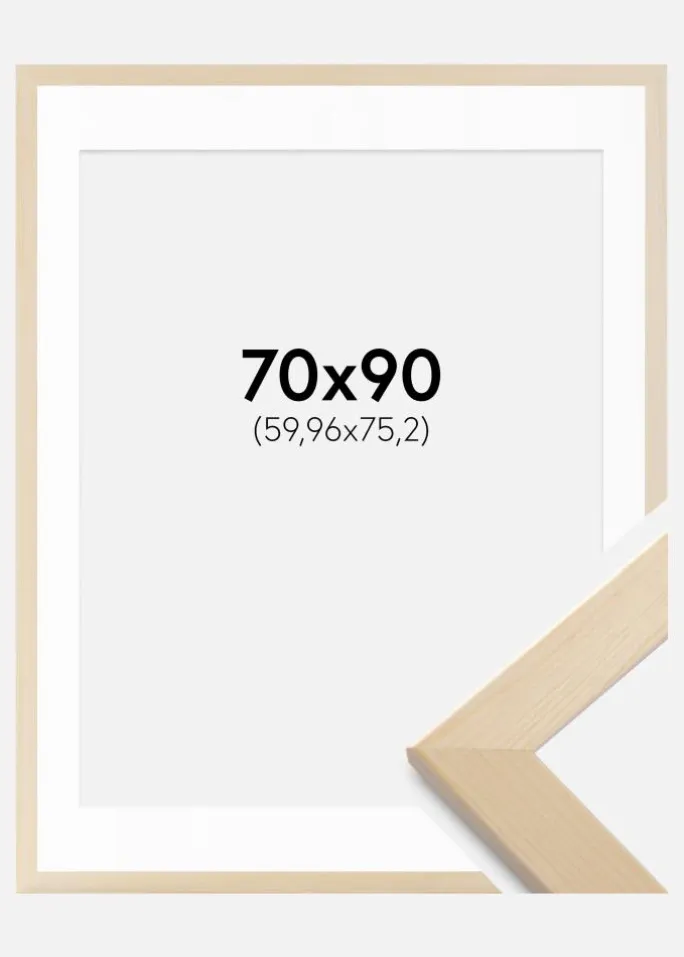 Ramme Trendline Natur 70x90 cm - Passepartout Hvid 24x30 inches