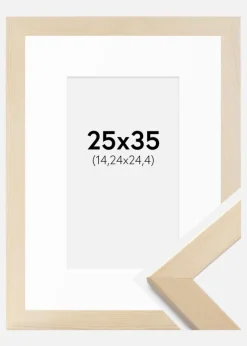 Ramme Trendline Natur 25x35 cm - Passepartout Hvid 6x10 inches