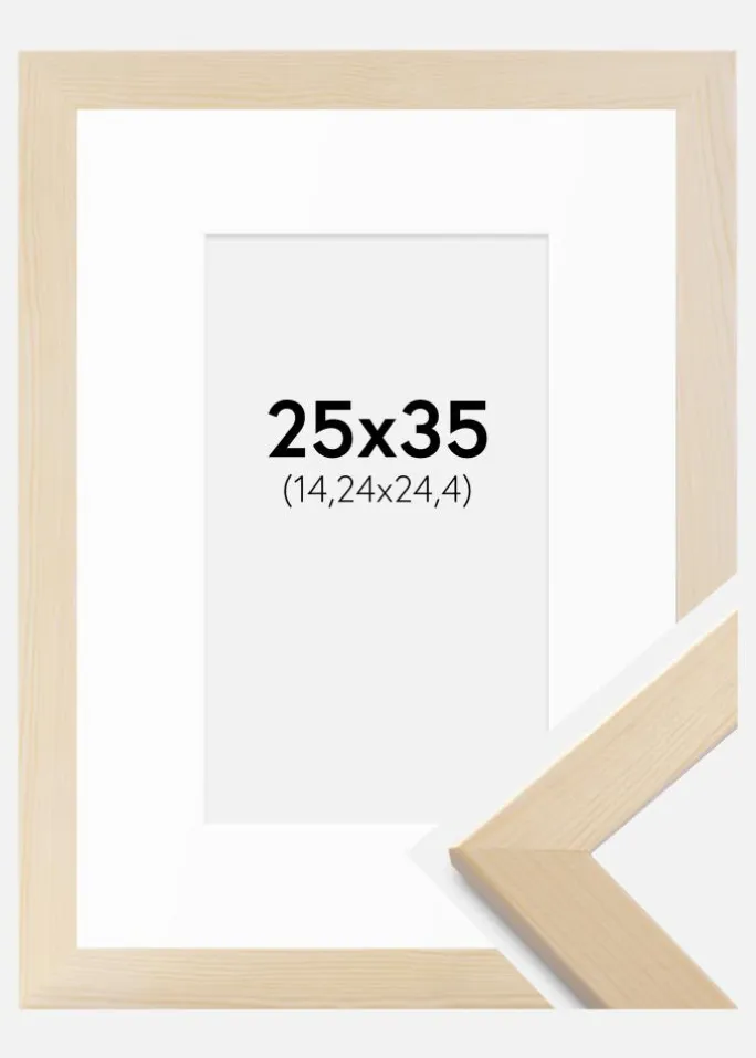 Ramme Trendline Natur 25x35 cm - Passepartout Hvid 6x10 inches