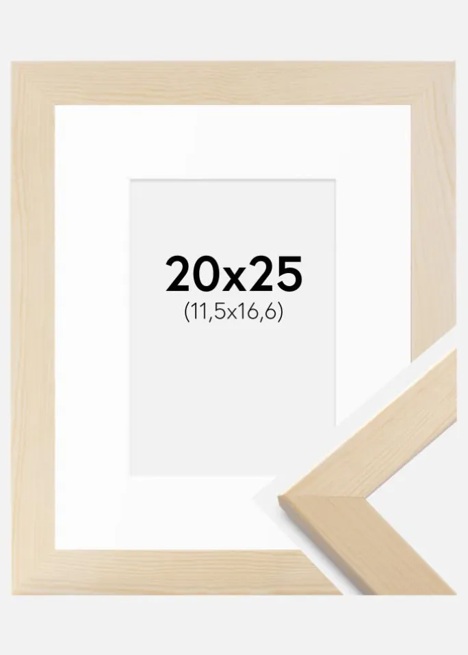 Ramme Trendline Natur 20x25 cm - Passepartout Hvid B6 125x176 mm