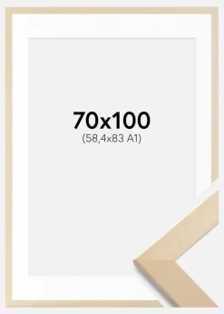 Ramme Trendline Natur 70x100 cm - Passepartout Hvid 59,4x84 cm
