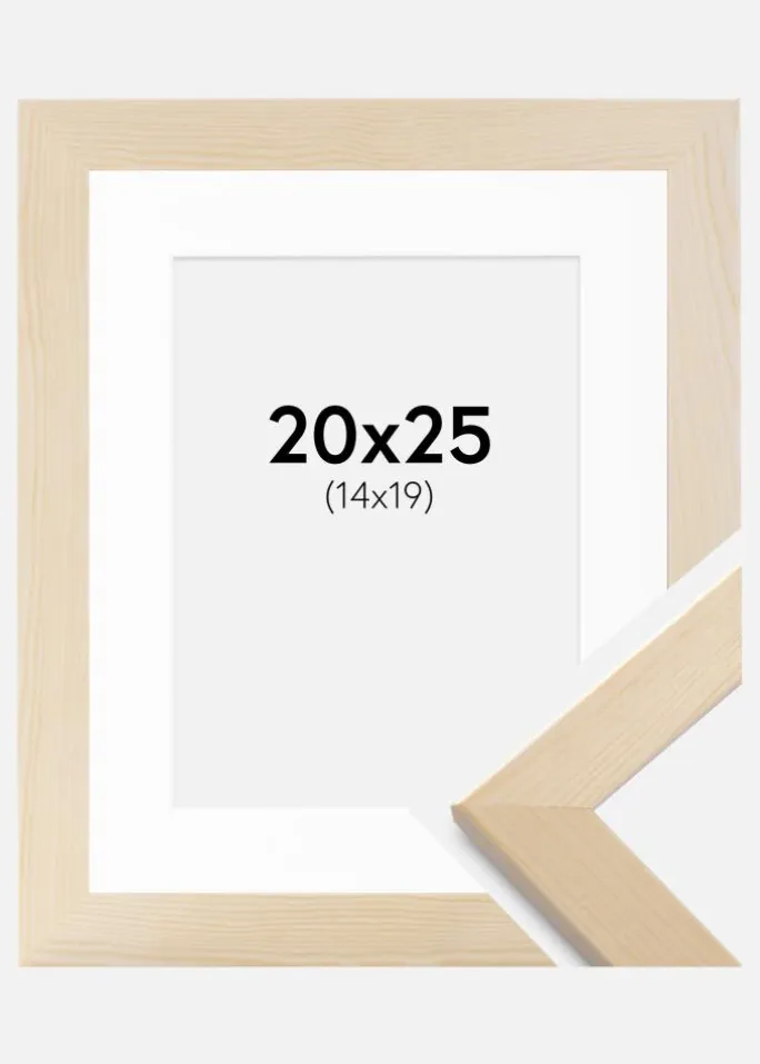 Ramme Trendline Natur 20x25 cm - Passepartout Hvid 15x20 cm