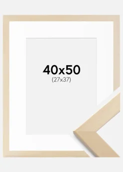 Ramme Trendline Natur 40x50 cm - Passepartout Hvid 28x38 cm