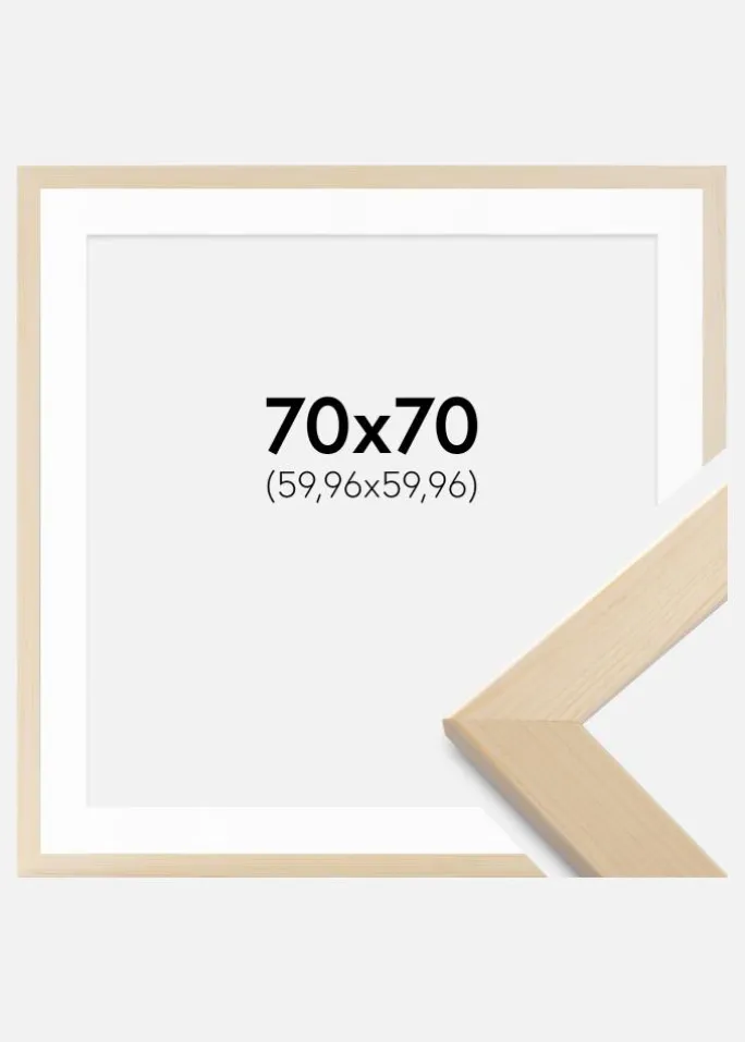 Ramme Trendline Natur 70x70 cm - Passepartout Hvid 24x24 inches