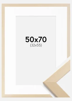 Ramme Trendline Natur 50x70 cm - Passepartout Hvid 33x56 cm