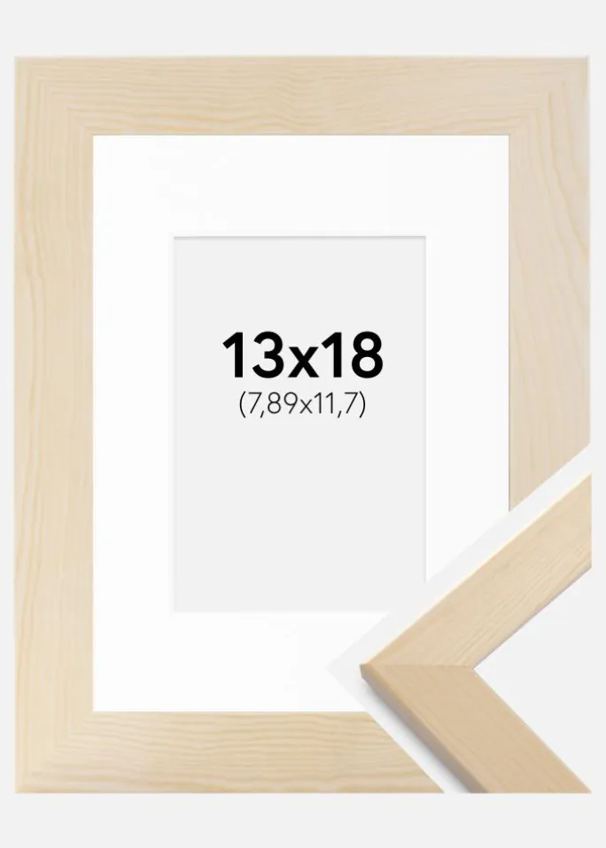 Ramme Trendline Natur 13x18 cm - Passepartout Hvid 3,5x5 inches
