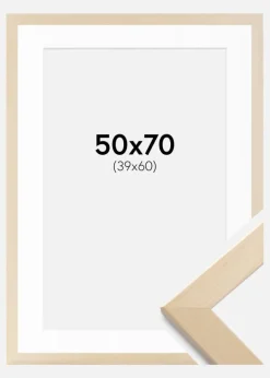 Ramme Trendline Natur 50x70 cm - Passepartout Hvid 40x61 cm